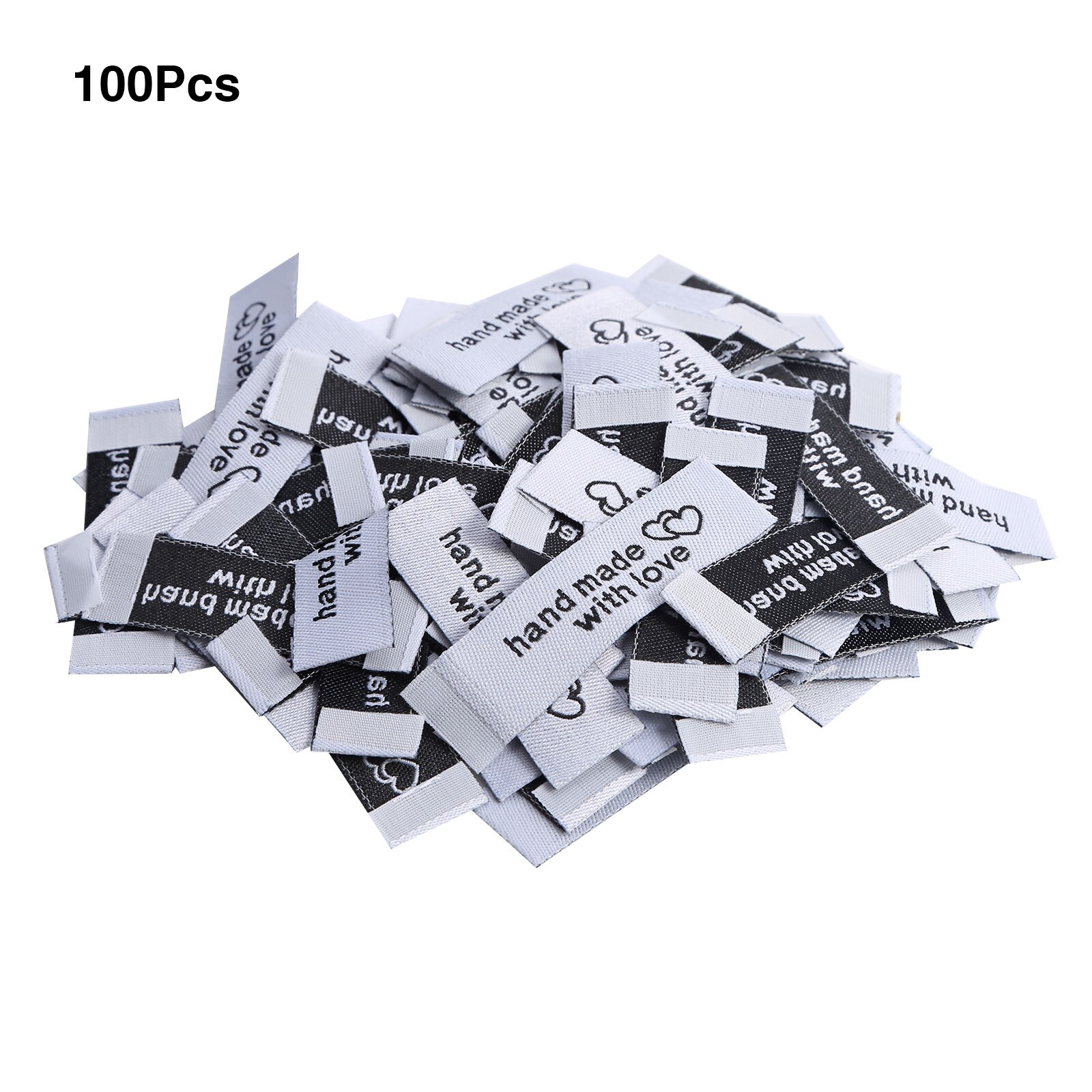 100 Naaien Labels Patches Handgemaakte Met Liefde Etiketten Voor Kleding Handgemaakte Fiber Diy Labels Voor Hoed Tassen Naaien Garment Accessorie: White