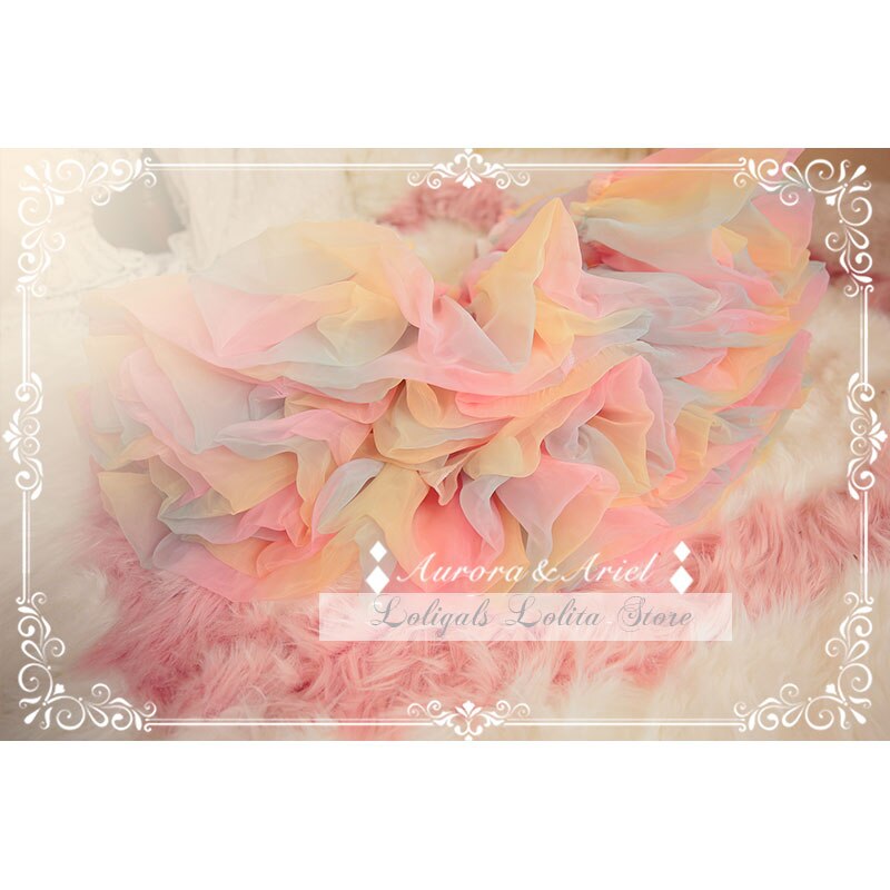 Lolita Petticoat ~ Kleurrijke Regenboog Onderrok Organza A-lijn Flikkerachtig Pettiskirt