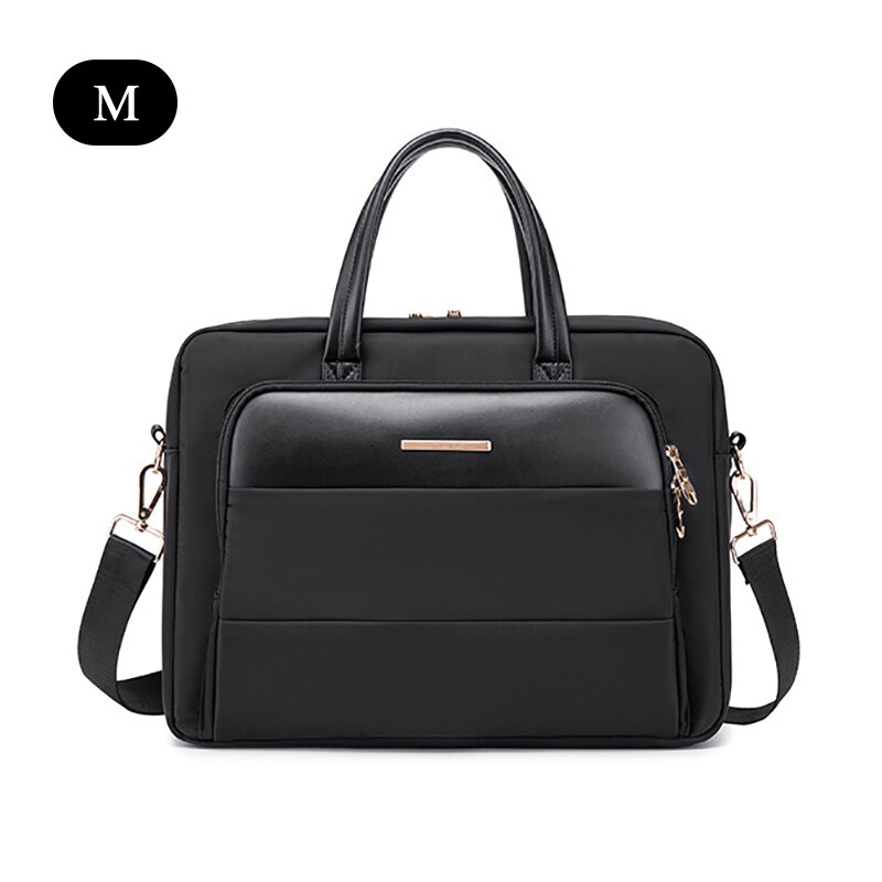 Capacity Briefcase Travel 13 14 15.6in Laptop Document Organizer Shoulder Bag Business Ipad Phone Notebook Storage Handbag X133C: Black M