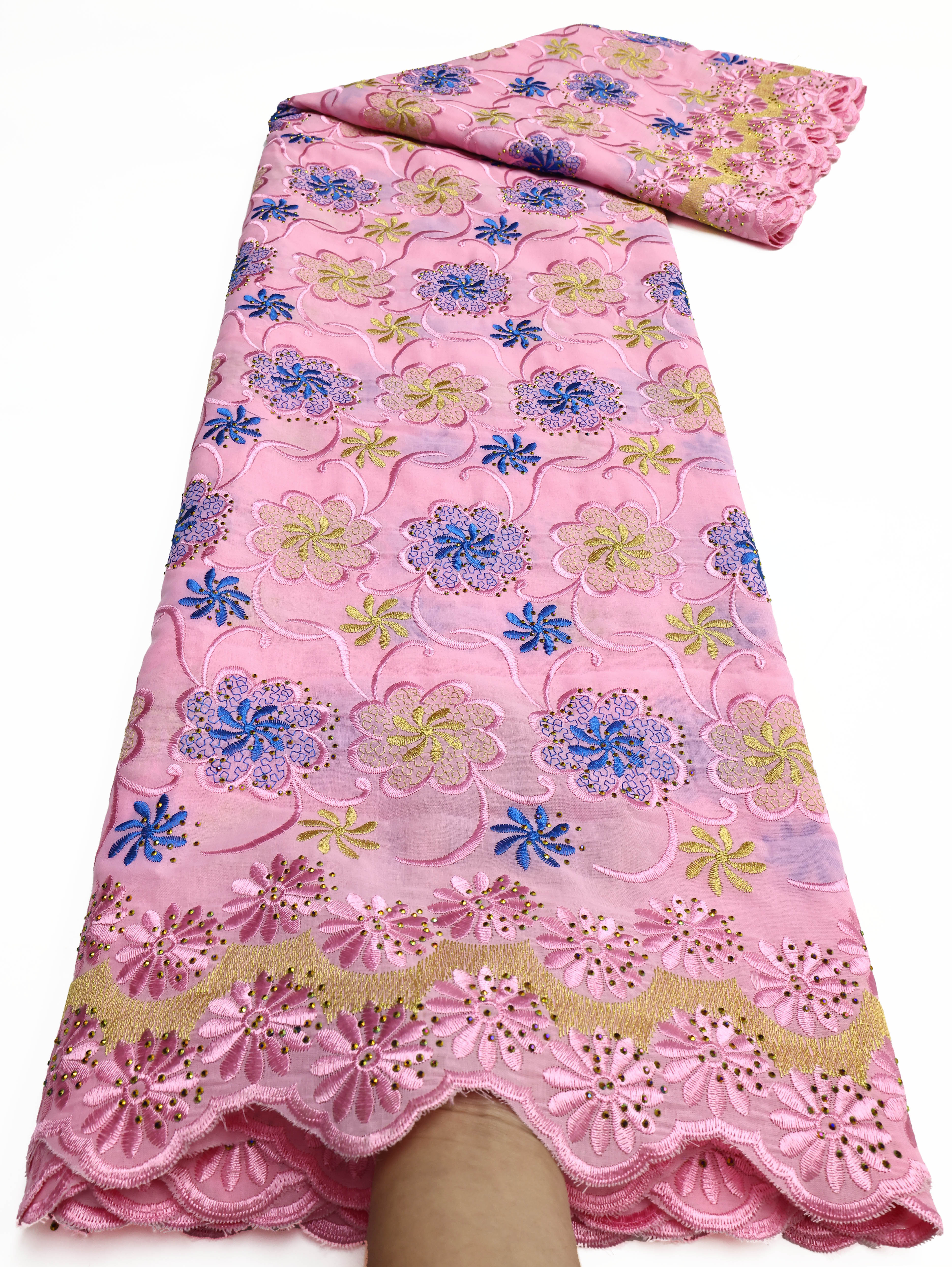 2025 Afrikaanse Nigeriaanse Tule Kant Stof Katoen Damast Guipure Formele Prom Party Gown Dress 5 Yards