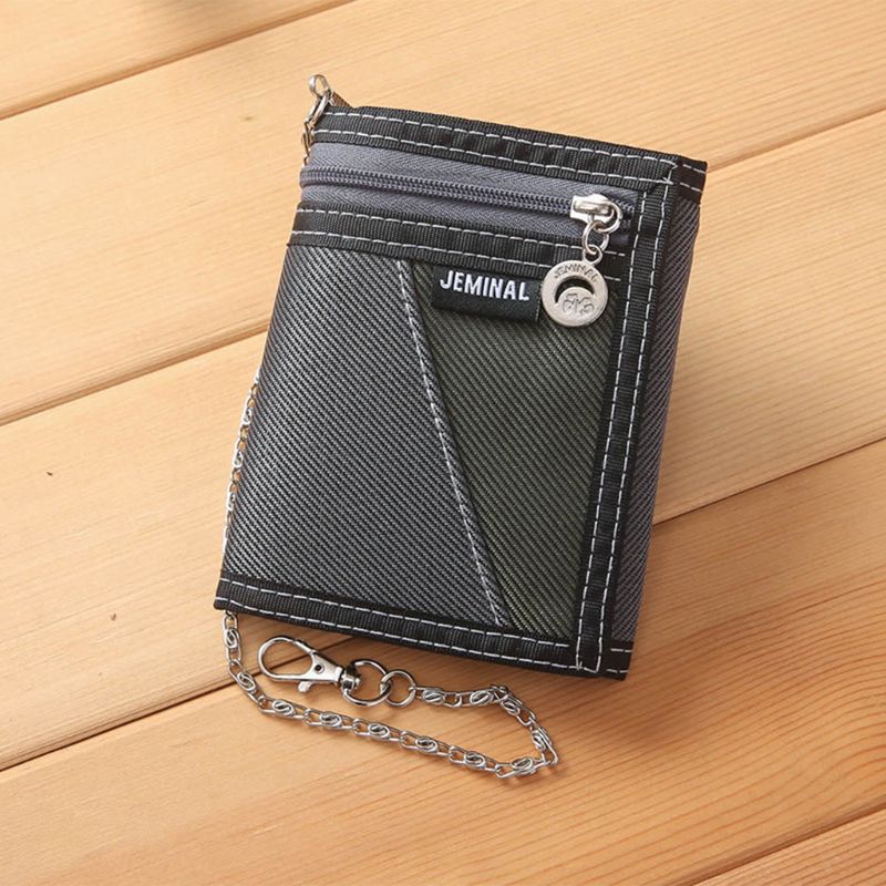 Portefeuille en toile pour homme porte-carte de crédit porte-clés porte-monnaie poche à langer