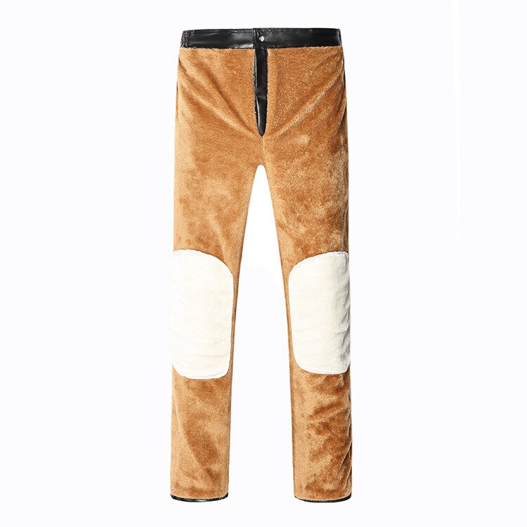 Winter zwarte motorbroek van pu-leer, grote maten, donzig, dik, warm, lang, casual, kunstleren motorbroek, herenbroek