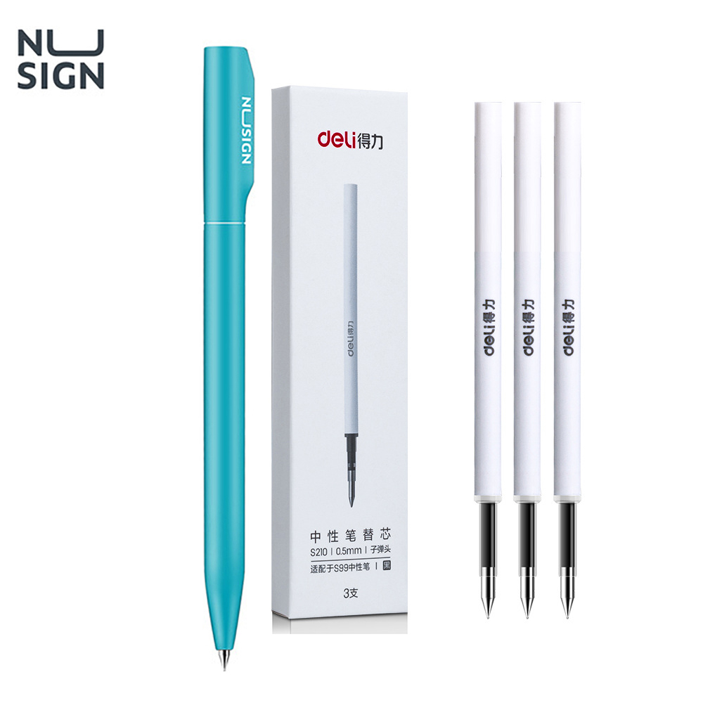 NUSIGN Gel Pen 0.5MM Refill for Xiaomi Sign Pens Colorful Neutral Pens Rotary Switch Smooth Writing Pen For Office Home School: Yellow