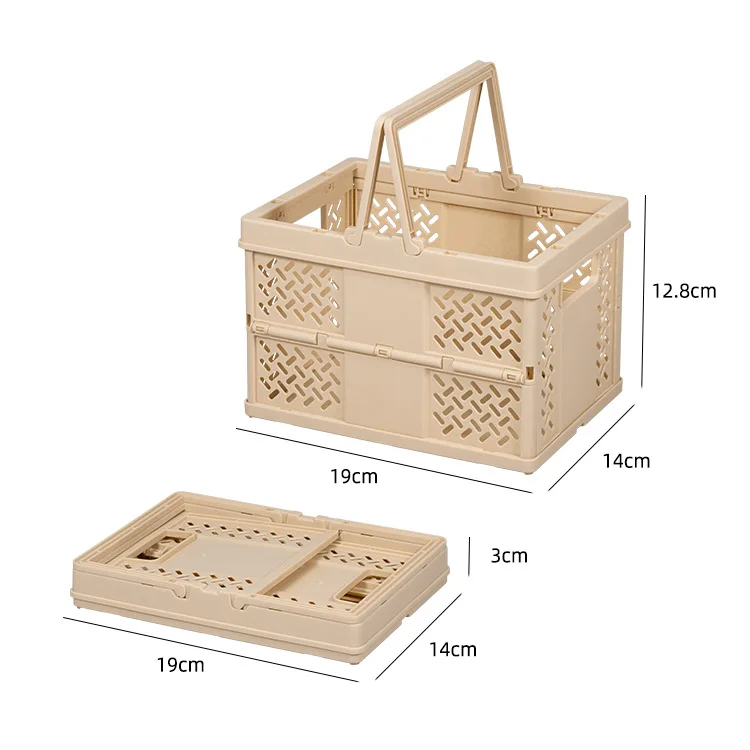 Desktop Portable Folding Storage Basket Organizer Mini Makeup Storage Box Multifunctional Snack Supermarket Shopping Basket: green