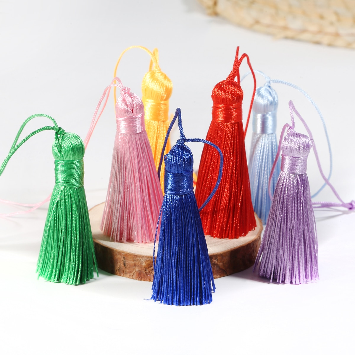 2 pçs poliéster seda borla pingente 5.5cm longo algodão borla para decoração de casamento casa diy costura cortina acessórios