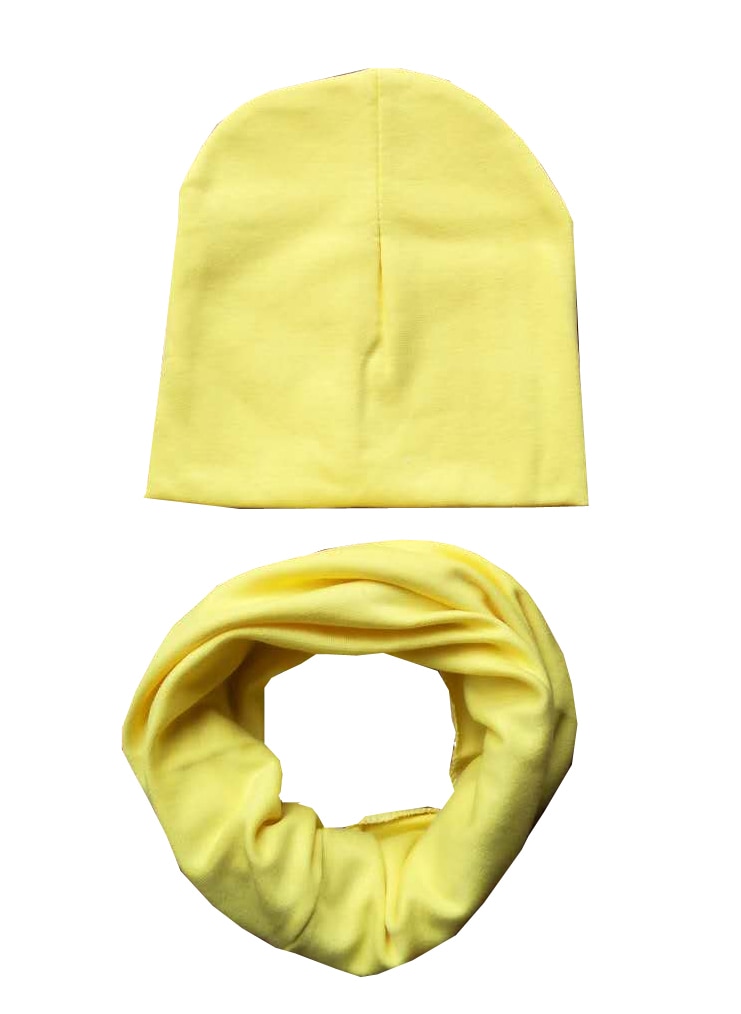 MAYA STEPAN 1 Set Winter Autumn Baby Hat Girl Boy Cap Cotton Scarf Beanie Infant knitted toddlers Children Crochet Snood Cloth: Yellow