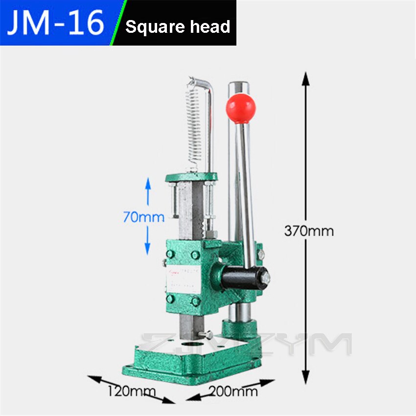 JM-16 Round Head/Square Head Hand Press Machine Manual Presses Industrial Desktop Mini Punch Punching Press Machine: Silver