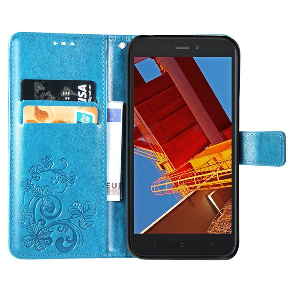 Redmi GO Flip Wallet Case Voor xiaomi redmi GO Case redmi GAAN PU Lederen Telefoon Case Voor xiaomi redmi GAAN 3D Clover emboss Cover