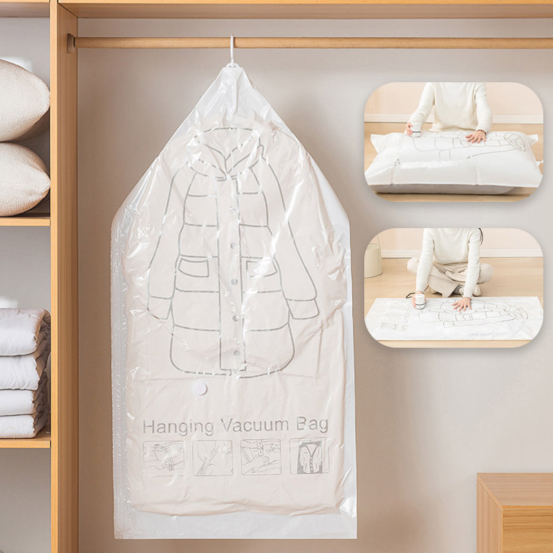 Compressed Bag Closet Hanging Organizer Vacuum Bag for Clothes Storage Bag with Hanger Space Saving Saving Seal Bags Wardrobe