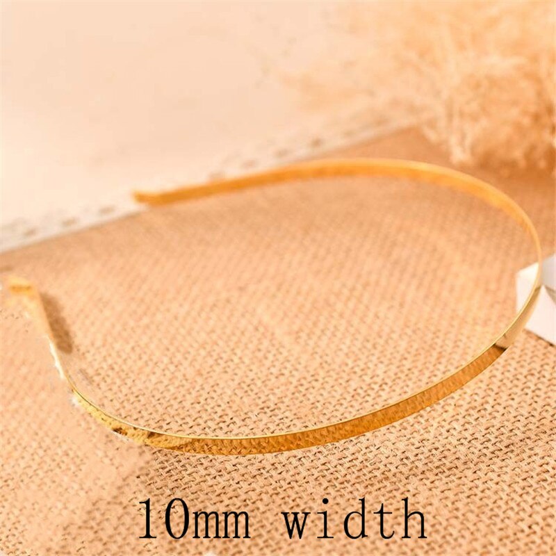 5pcs 2/4/6/8/10mm Stainless Steel Dull Silver Color Plain Blank Flat Hair Band Headband DIY Hair Jewelry Accessories Crafts: gold 10mm