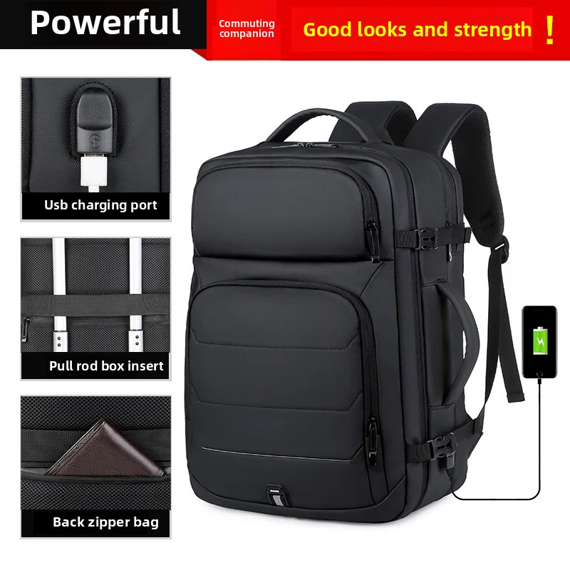 Borsa per laptop da viaggio casual per pendolari Zaino a doppia spalla Materiale in nylon Business OL Style Modello di colore puro con capacità inferiore a 20 litri