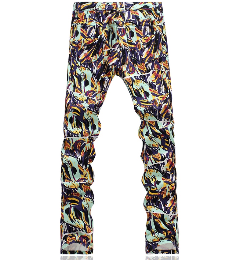 3d skinny jeans med print til mænd til mænd casual stretch bomulds blomsterbukser graffiti malede lange bukser