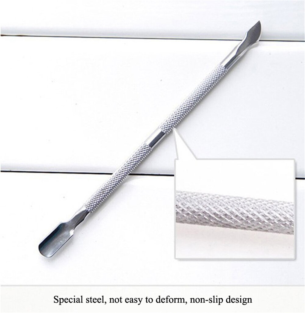 Ferramentas de cuidados com as unhas dupla terminou cortador de cutícula empurrador cutícula de aço inoxidável pele morta limpar manicure ferramentas