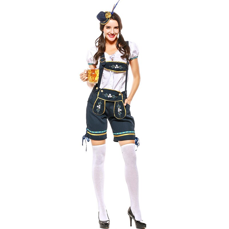 Traje de bávaro Oktoberfest hombres alemanes cerveza Wench disfraces mujeres fantasía cerveza camarero de Cosplay traje para la pareja: women / M
