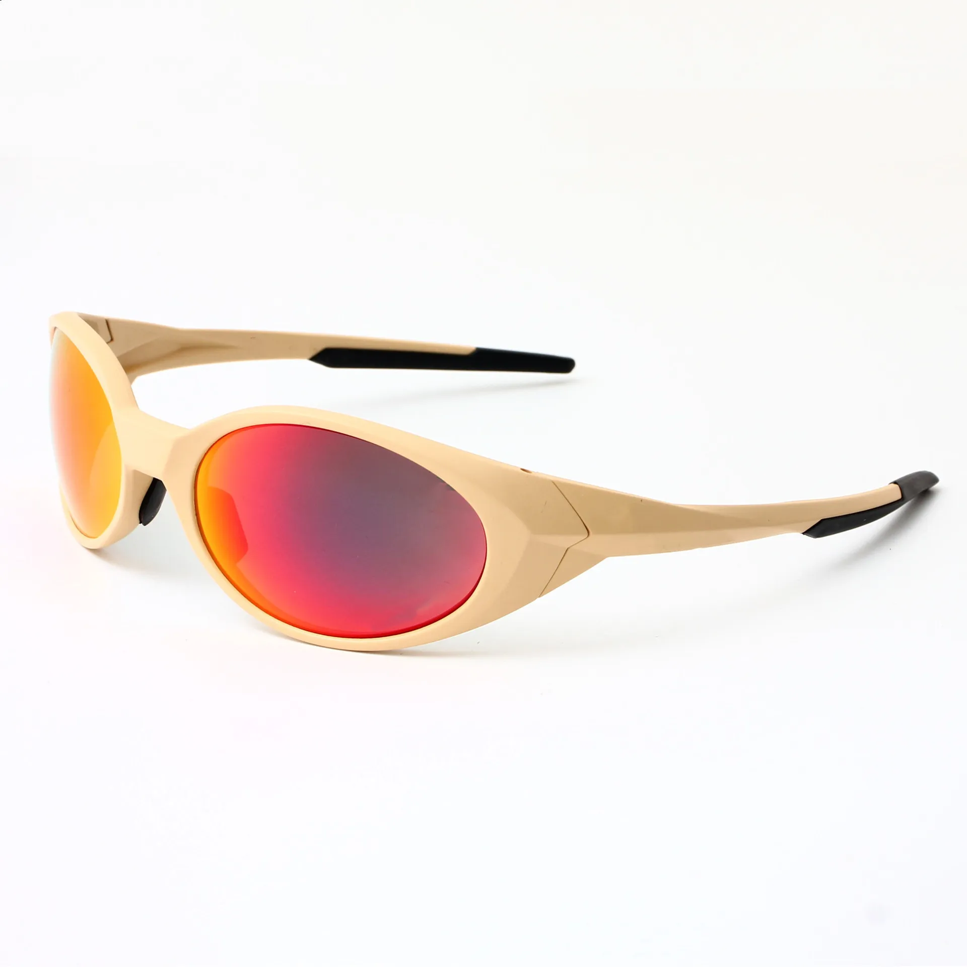 Outdoor Sport Pilot Zonnebril Ovale Mode Y2K Mannen Rijden Sport Zonnescherm Bril Strand Fietsen UV Beschermende Bril: Bruin