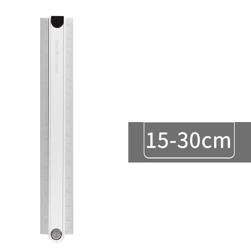 Kokuyo-Regla plegable de aluminio monocromática urbana, 15cm, 30cm, ángulo recto, papelería japonesa, suministros escolares de oficina, F336: Silver