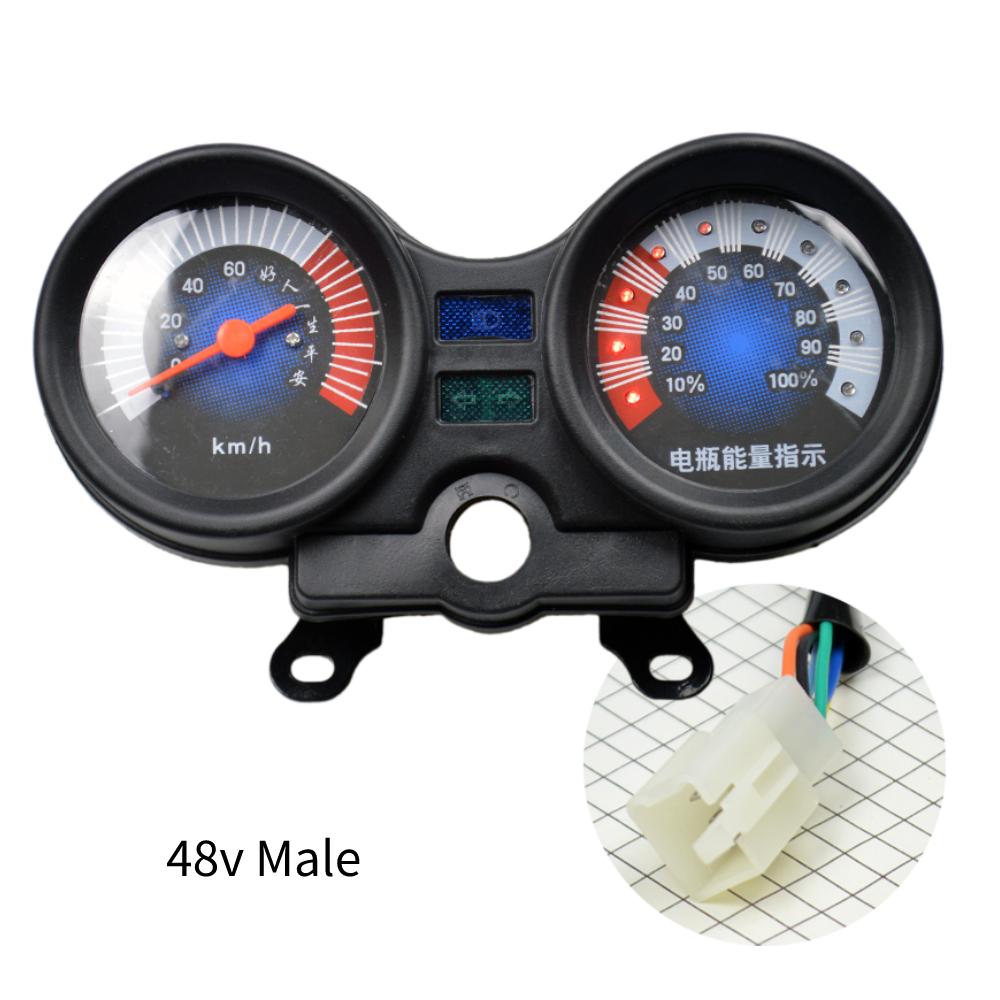 Universal Power Meter SpeedoMeter Dash Instrument Digital for Electric Tricycle Motorcycle Scooter: 48V Male