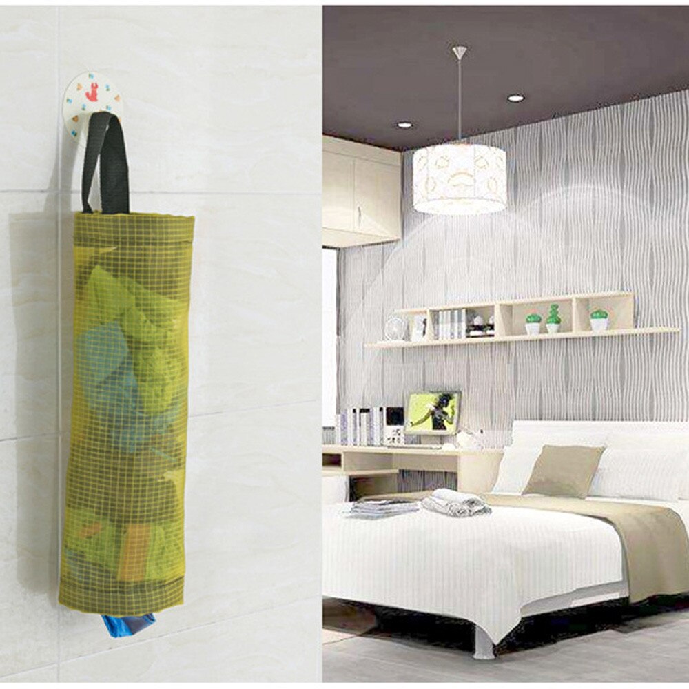 Household Grocery Bag wall-mounted Storage Dispenser Plastic Kitchen Organizer Garbage Bag Storage Bag Long Tube Mesh Bag #10
