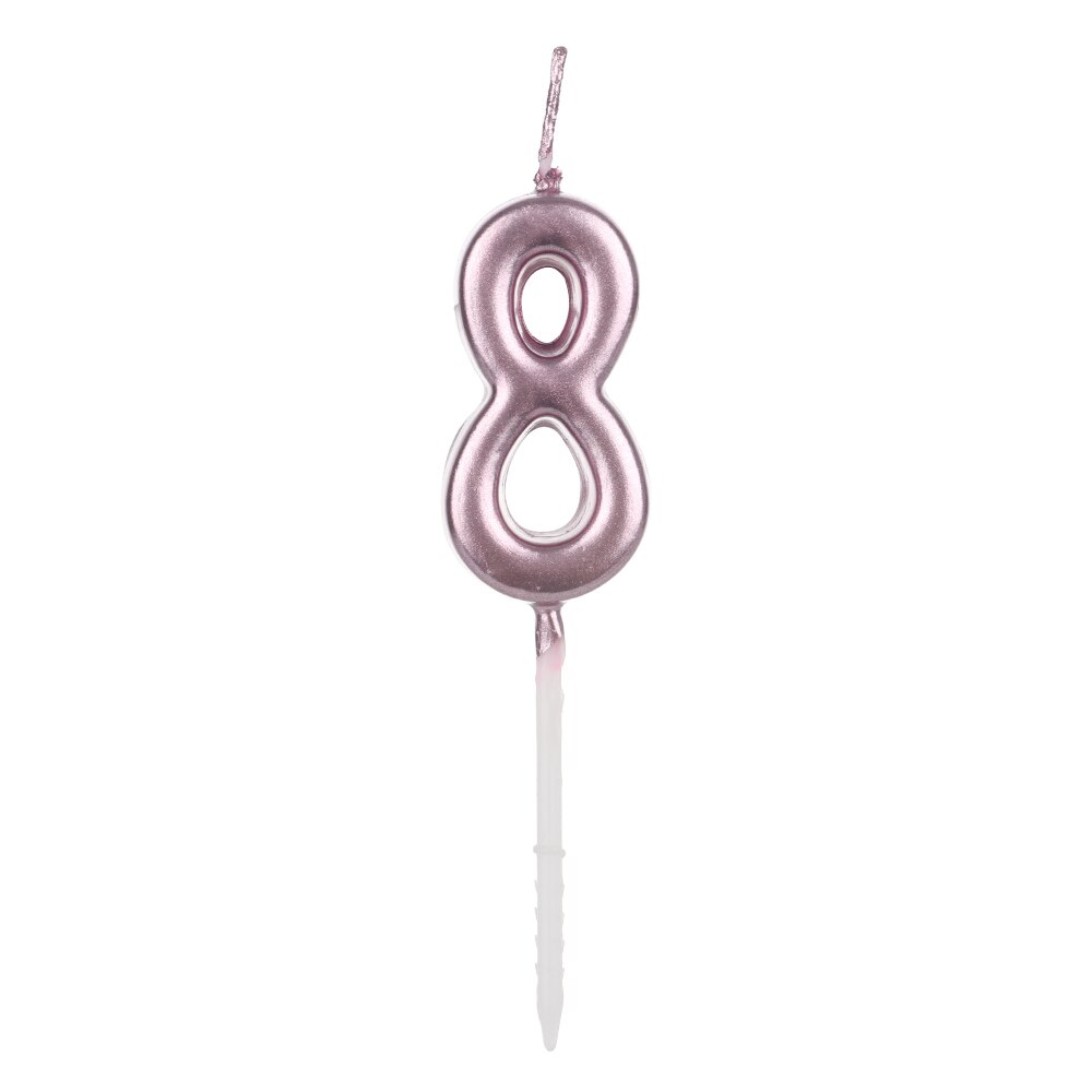 1 PCs Silver Rose Gold Candles For Happy Birthday Decorations 0-9 Number Cake Cupcake Topper Party Supplies: 8 rose gold