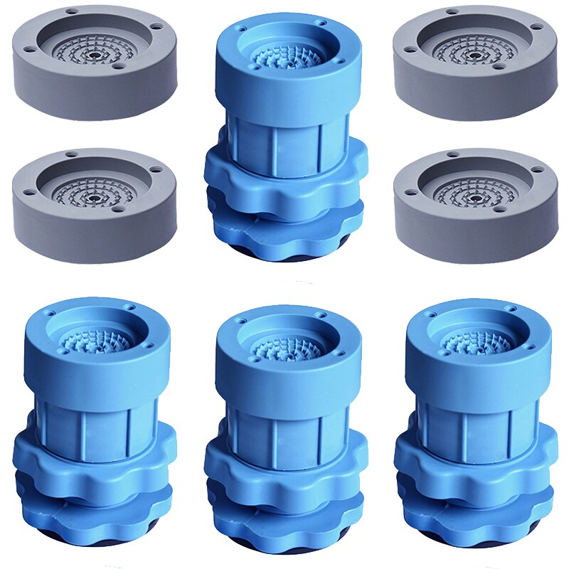 4PCS Anti Vibration Mats for Washing Machine Rubber Mat Support Machine Dryer Rubber Pad Adjustable Non-Slip Pad Floor Protector: 4 Blue 4 small grey