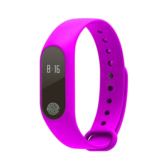 Wristband M2 Smart Bracelet Heart Rate Bracelet Waterproof Sport Fitness Band Stepcount Message Smart Loop Watch Alarm Clock: Purple