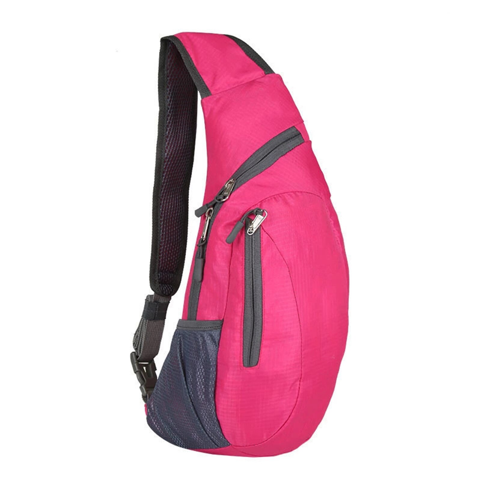Unisex Chest Bag Pack Waterproof Travel Sport Nylon Crossbody Shoulder Sling Bags Men Women PUZ777: rose red
