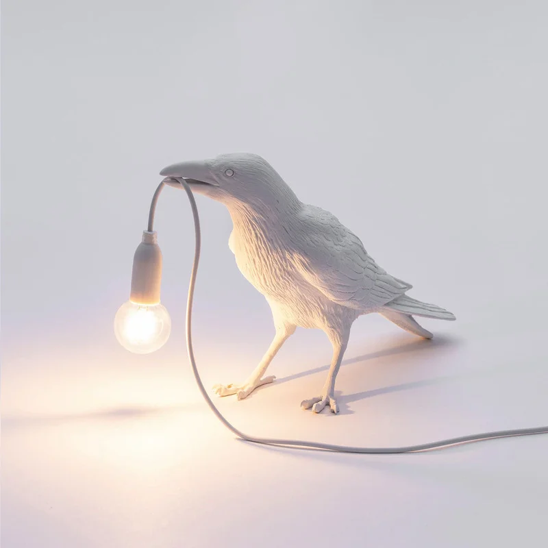 Nordic Lucky Bird Table Lamp Bedroom Bedside Living Room Table Lights Resin Animal Lively Home Decor Lighting Fixture: changeable / WHITE