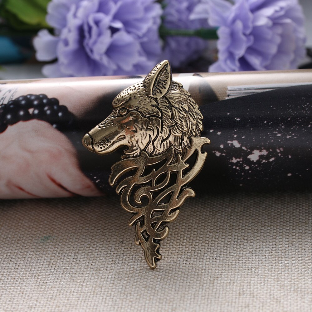 Insignia de lobo Punk para hombre, broche de solapa, Pin de camisa, traje, Collar, joyería, decoración artesanal