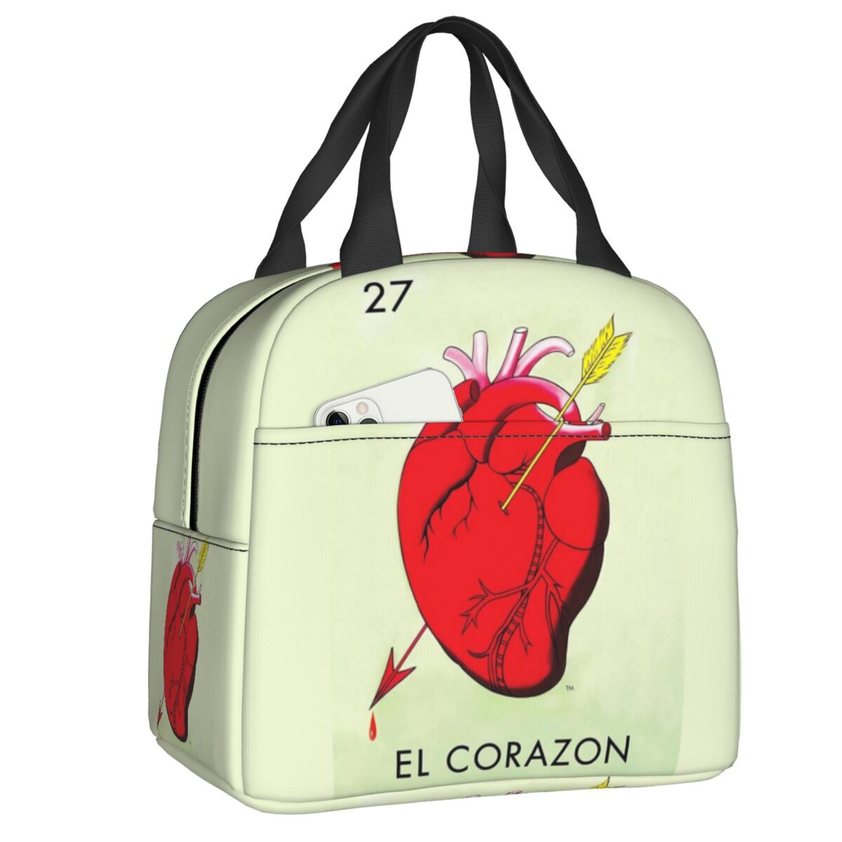 Custom La Maceta Flower Pot Loteria Card Mexican Bingo Lottery Insulated Lunch Bag for Women Leakproof Thermal Cooler Bento Box: Orange
