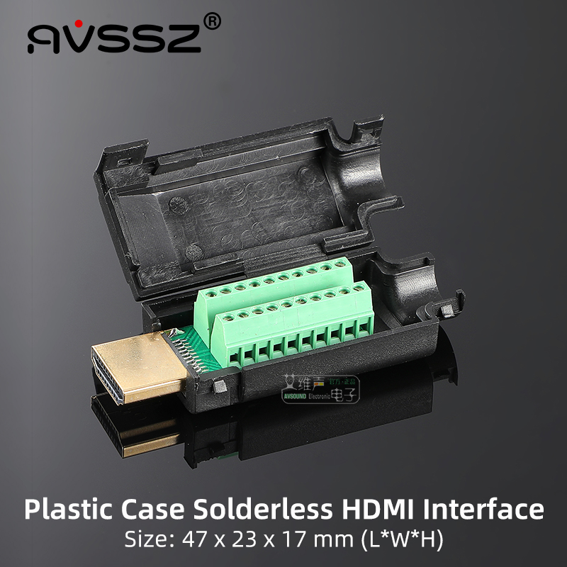 Solder-free HD HDMI 2.0 Jack Male Connector Upgrade hdmi Wire Connector Adapter Cable Terminal Junction Box HD Wire Welding Plug: No-weld PlasticShell