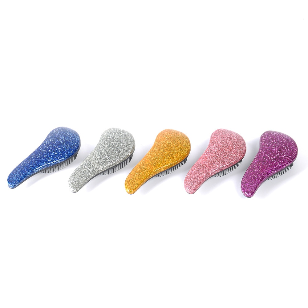 Cepillo de pelo para ducha mango de purpurina, peine para desenredar, estilismo de salón, herramienta de Tamer, 1 Uds., ,