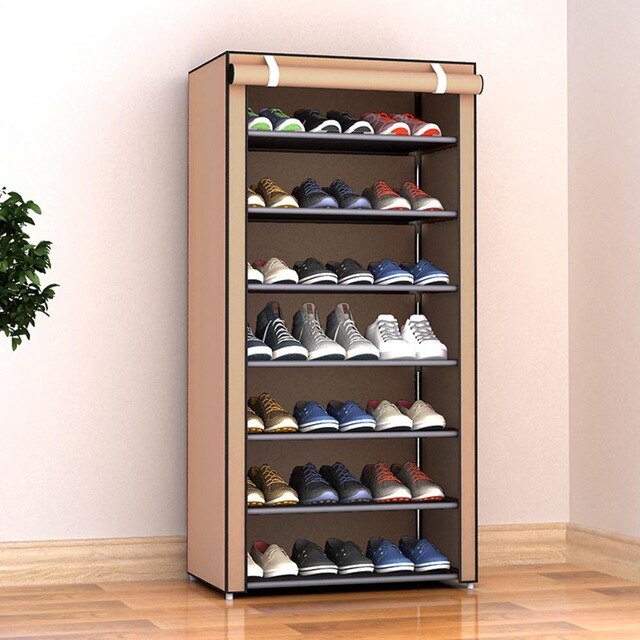 Shoe Rack Shoe Cabinet Multi-Layer Non-Woven Fabric Slipper Housekeeping Shoes Hanger Home Organization Space Save Shoe Shelf: eight layers coffee