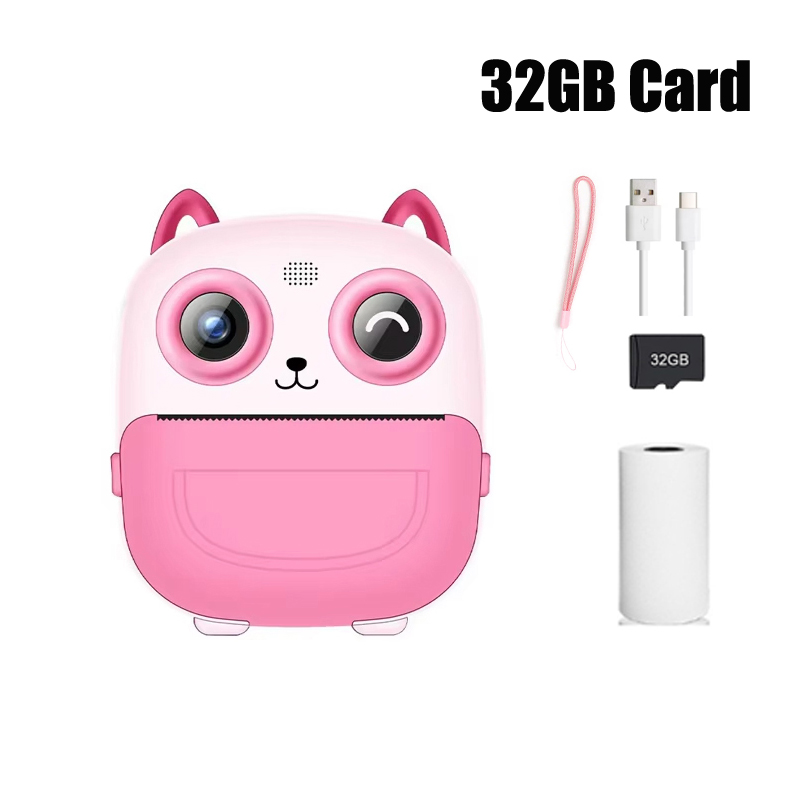 Bee Kids Camera Instant Camera 1080P HD Dual Lens Selfie Digitale Camera Print voor Meisjes Jongens Kerst Verjaardagscadeautjes Speelgoed: Donkergrijs