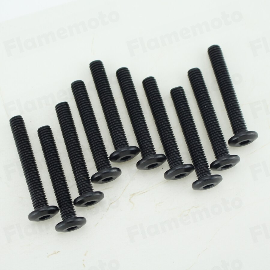10 stk motorcykel stål bolte skrue sort fladt hoved  m6 x 40mm