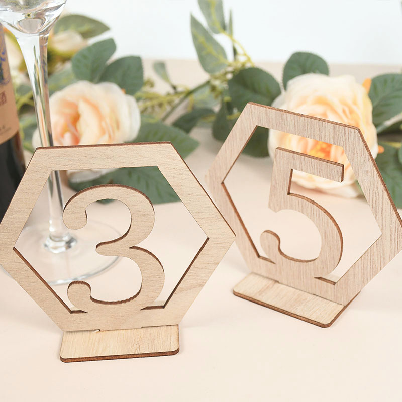 1set Table Number Signs For Wedding Party Decor Wooden Memo Holder For Wedding Birthday Party Events Catering Decor Supplies