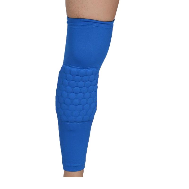 1Pc Honeycomb Sport Safety Volleyball Basketball Kneepad Compression Socks Knee Wraps Brace Protection Knee Pads Calf Leg Sleeve: Blue / M