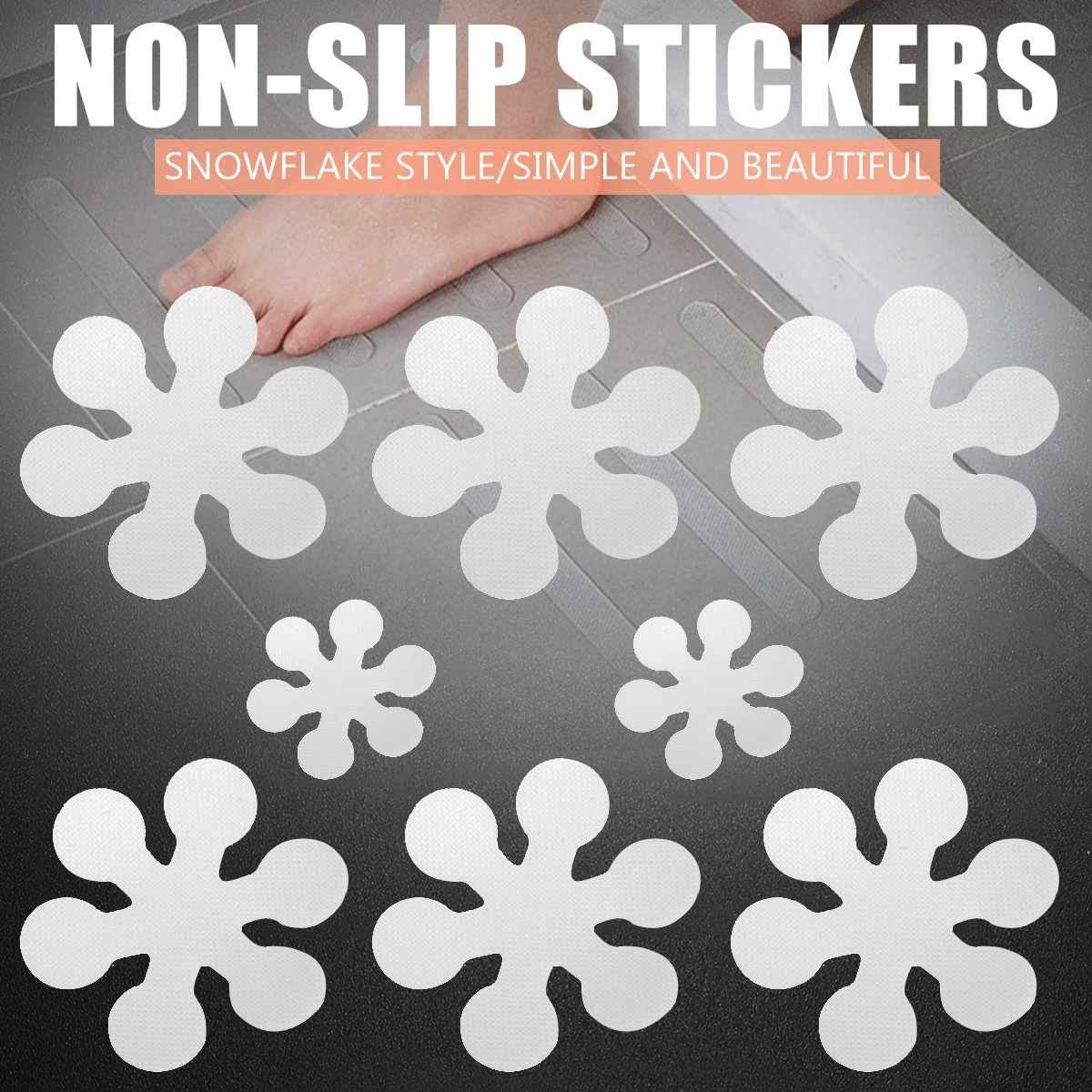 8Pcs Sneeuwvlok Shape antislip Stickers Thuis Badkamer Bad Anti Slip Tape Waterdichte Decoraties Praktische