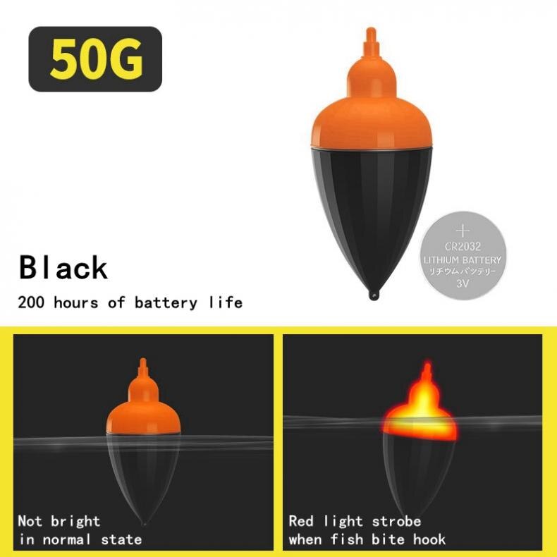 Galleggiante da pesca 50g Smart Sensor Elettrica Galleggiante Da Pesca Luce Stroboscopica Luminoso Mare Roccia Pesca Alla Carpa Galleggiante
