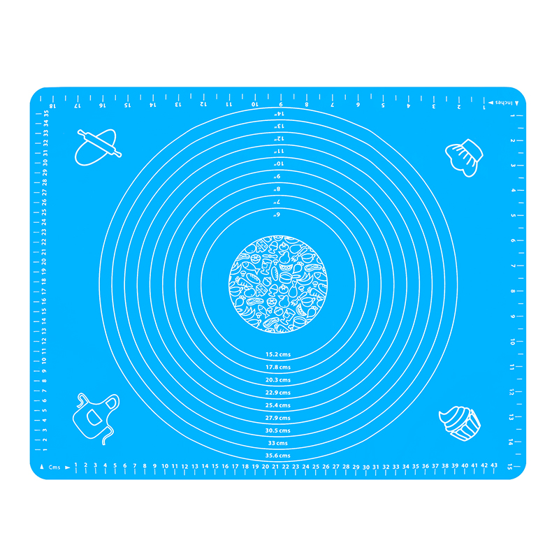 Non-stick Silicone Baking Mat with Scale Dough Pad Kneading Dough Non Stick Pastry Crepes Pizza Dough Mats Kitchen Baking Tools: blue
