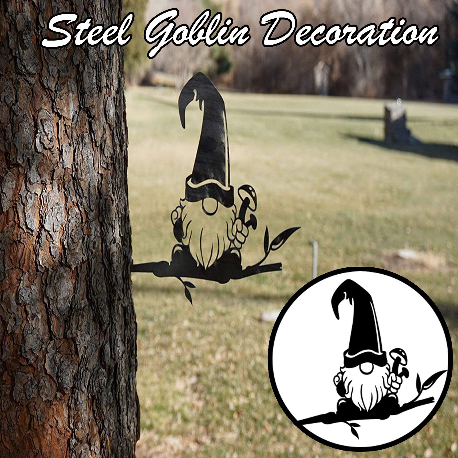 40# Garden Santa Claus Sculptures Outdoor Art Garden Branch Decoration Backyard Metal Elves Deco Gorgeous Garden Accessory