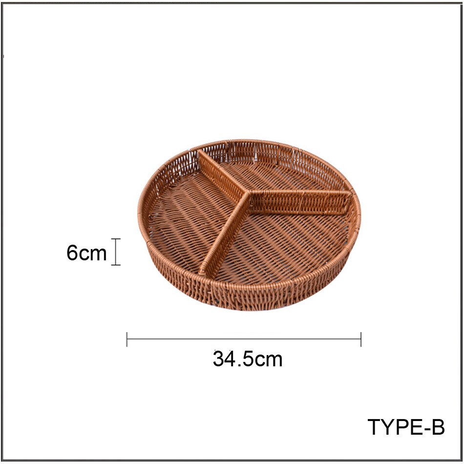 PE imitation rattan basket snack split basket bread basket supermarket display basket fruit and vegetable candy storage basket: Purple