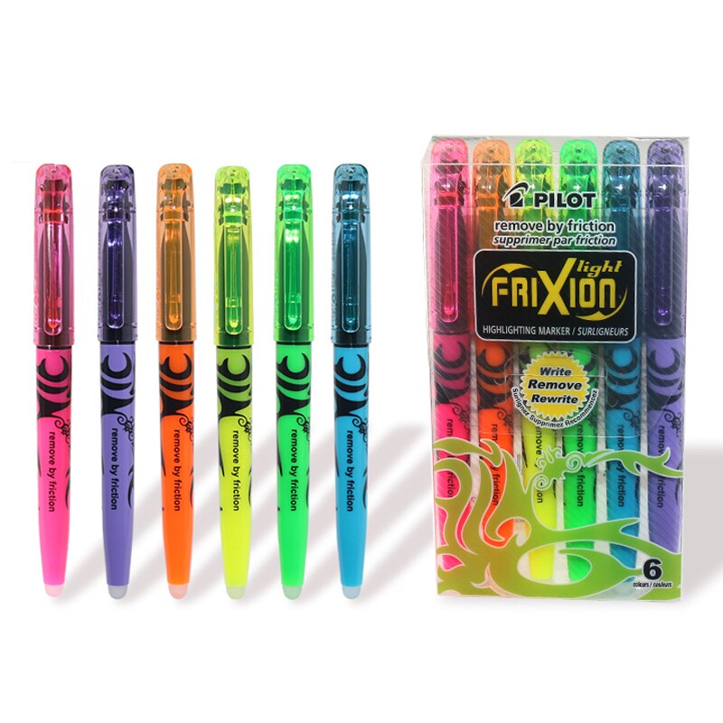 Pilot faixion raderbar highlighter sw-fl markör friction rub student fokusering ljus färg highlighter 3/6 färg set