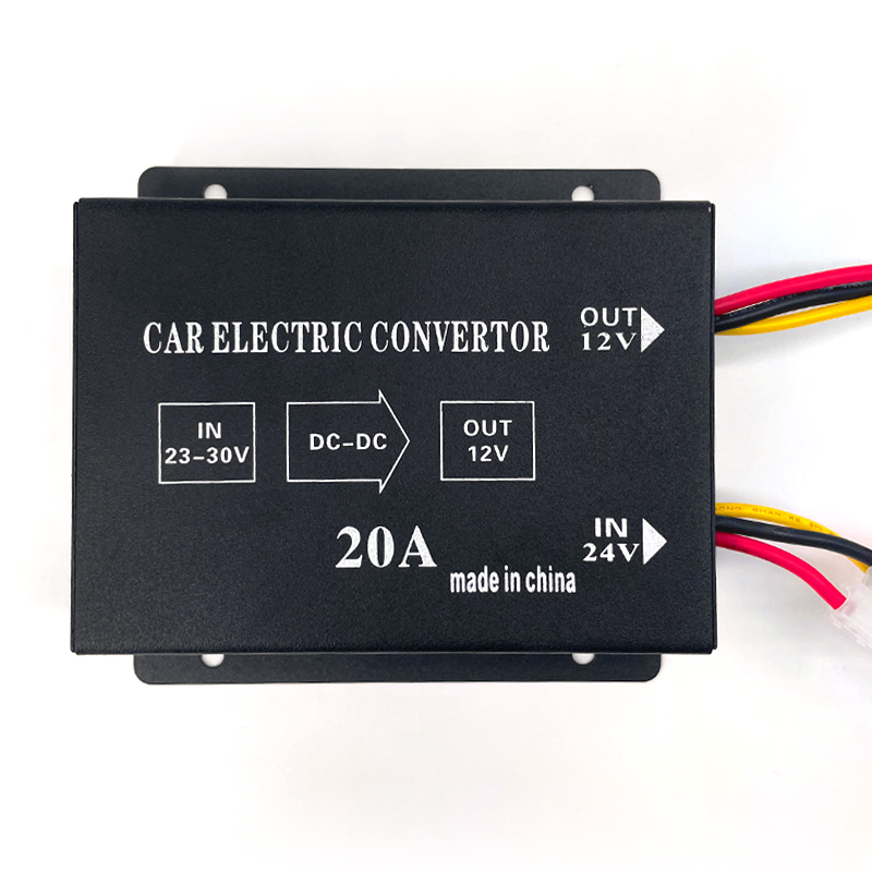20a dc 24v to 12v 6 trådig elektrisk växelriktare, spänningsreducerare, steg-down-transformator för bilstereo, subwoofer