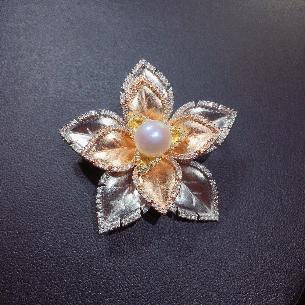 ZHBORUINI Feine Schmuck Natürliche Süßwasser Perle Brosche Non Fading Tricolor Brosche Pins Perle Schmuck Frauen Italienische Technologie