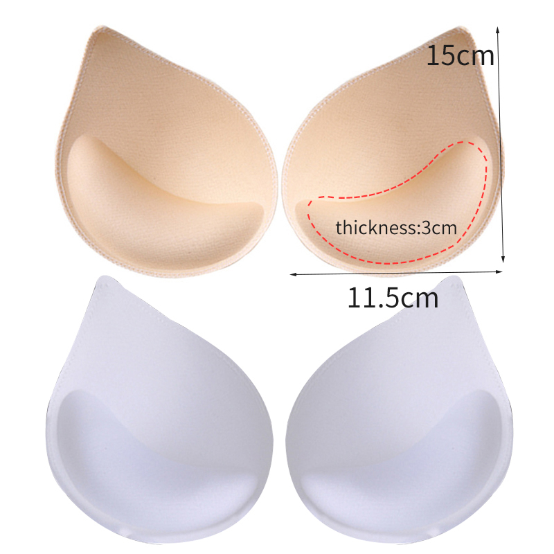 2 pares de almohadillas para sujetador de realce de inserción triangular/redonda, potenciador extraíble, almohadillas para sujetador para mujer, esponja de espuma suave, traje de baño, almohadillas para Bikini: Castaño