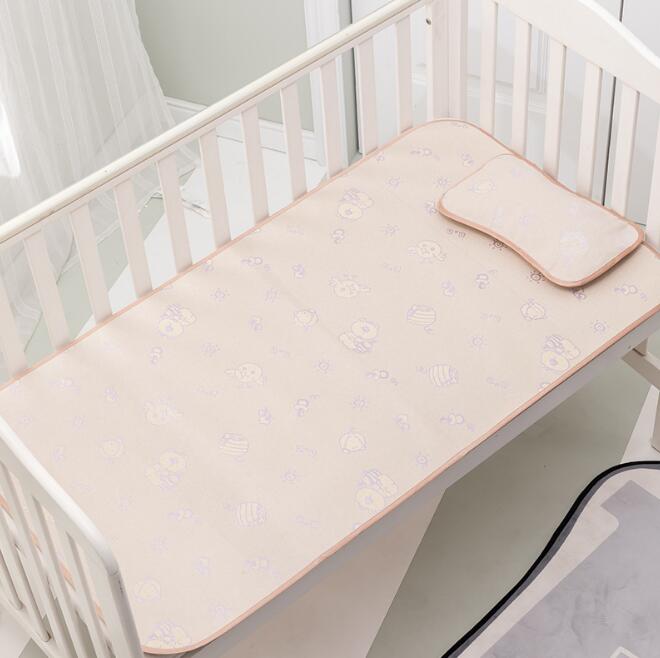 Spädbarn spädbarnssäng cool matta sängkläder madrass skyddsdyna sängmatta sommar cool matta tecknad lakan babyvård bhs 017: Blå