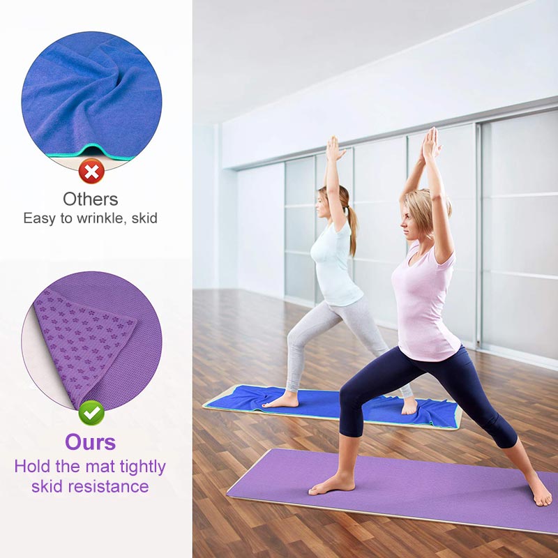 Yoga voksne tæppe mikrofiber håndklæde bandage tørring sportshåndklæde skridsikker pilates træning fitnessmåtte svedabsorberende med taske