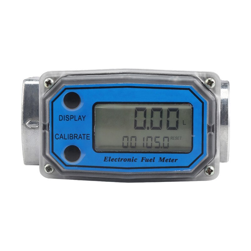 Digital Fuel Flow Meter Car Gasoline Methanol Water Flow Meter Counter Fuel Flow Sensor Indicator: blue