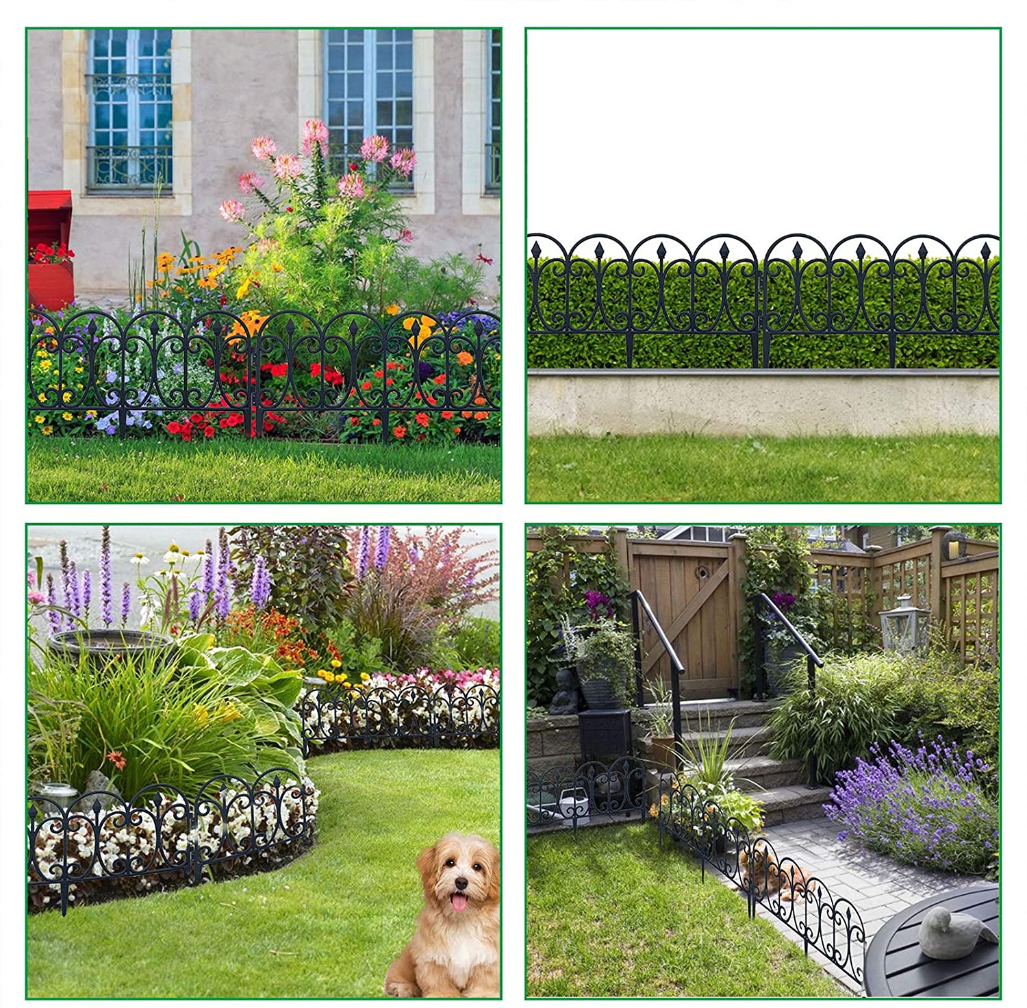 Valla de alambre plegable para jardín, valla decorativa para cama de flores, barrera para perros, borde alto para jardín, color negro, para Patio