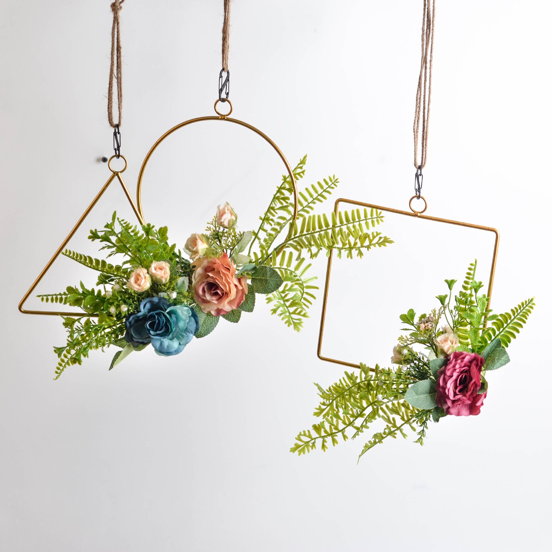 Guld jern metal ring krans krans blomsterkrans bryllup dekoration brud blomster bøjle indretning bondehus dør vægdekoration